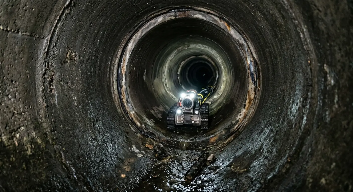 Robotic sewer camera inspecting pipe interior for Sewer Line Cleaning in Murphysboro
